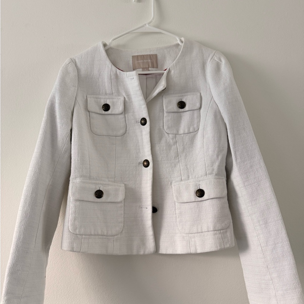 Women's White Textured Jacket